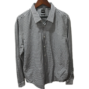 BOSS Hugo Boss Men's blue and gray Striped long sleeve Shirt GUC size XXL.